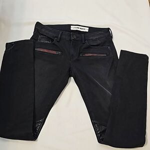 Etienne Marcel jeans black size 26 red zipper detail EUC